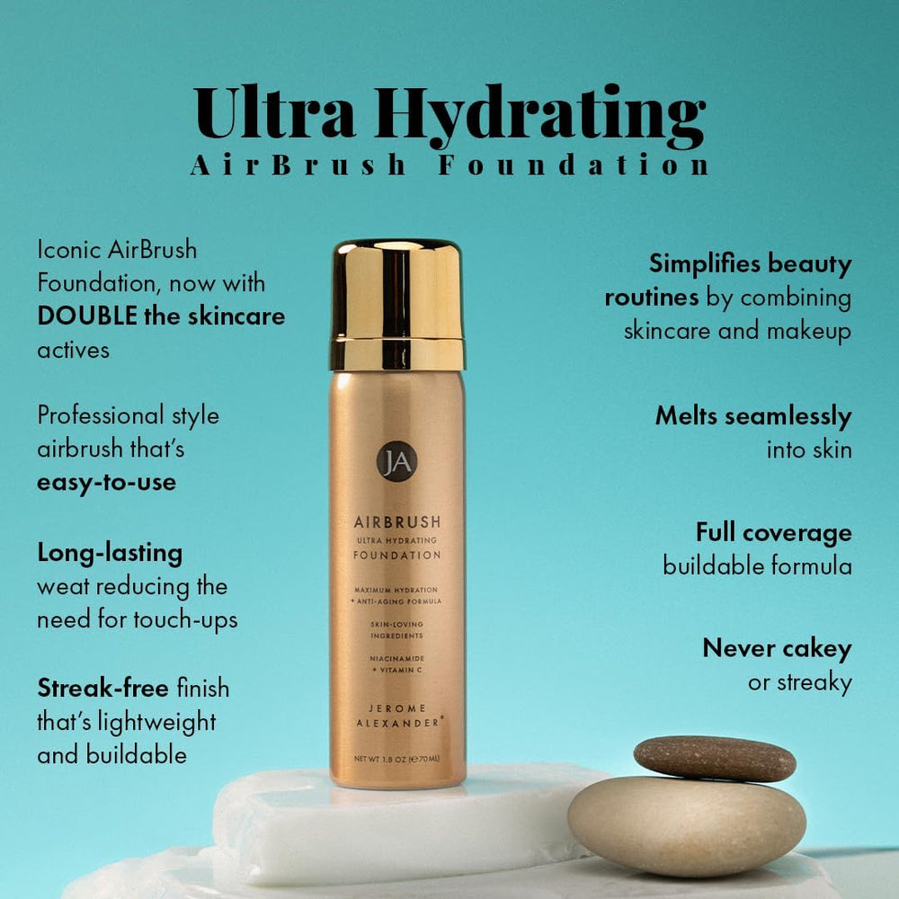 Natural matte finish of Jerome Alexander Airbrush Foundation on the face
