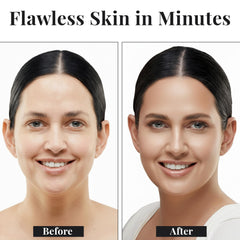 Kabuki brush applying Jerome Alexander foundation for smooth, professional-looking blend