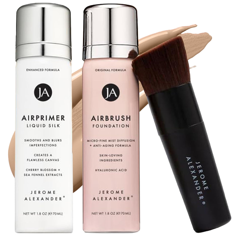 Jerome Alexander MagicMinerals AirBrush Foundation Spray applying buildable coverage for radiant skin