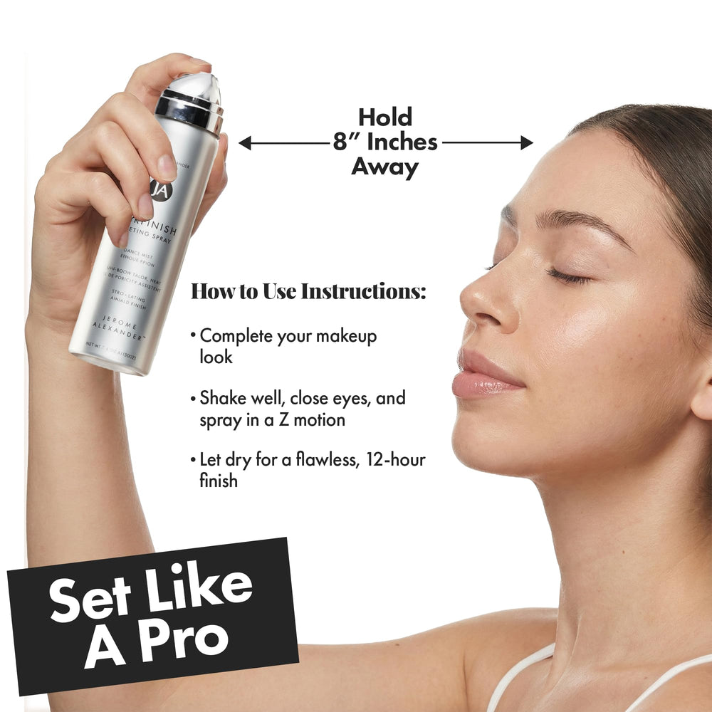 Jerome Alexander MagicMinerals AirFinish mist close-up shows fast absorption and comfort