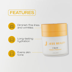 JESS BEAUTY C Bomb jar open showing rich moisturizing formula