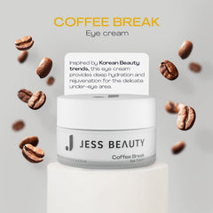 JESS BEAUTY Coffee Break Eye Cream 1% caffeine supports brighter under eye area.