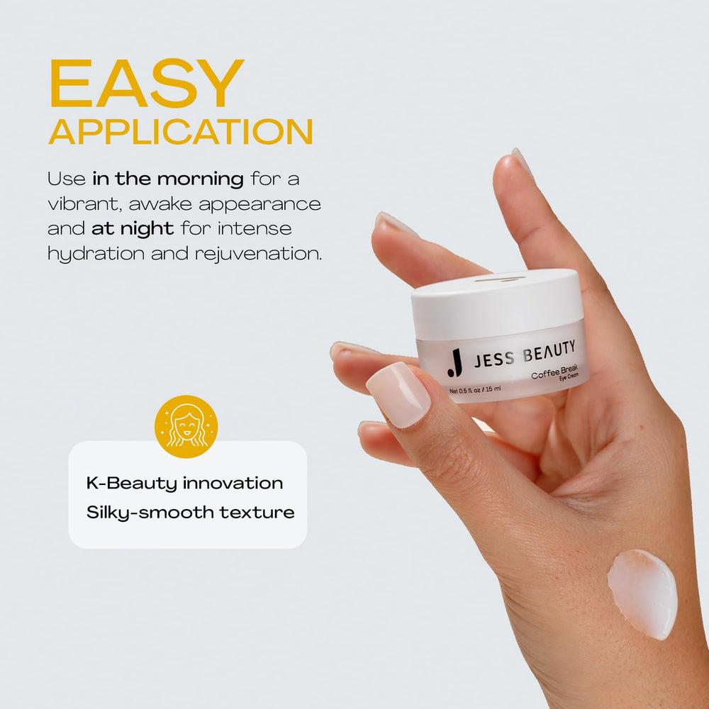 JESS BEAUTY Coffee Break Eye Cream texture offers a non greasy finish.