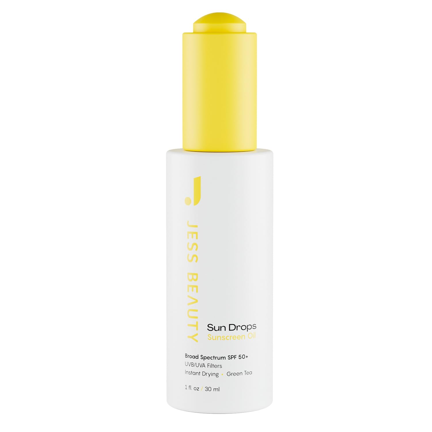 JESS BEAUTY Face Sunscreen Sun Drops SPF 50 bottle for daily sun protection and hydration.