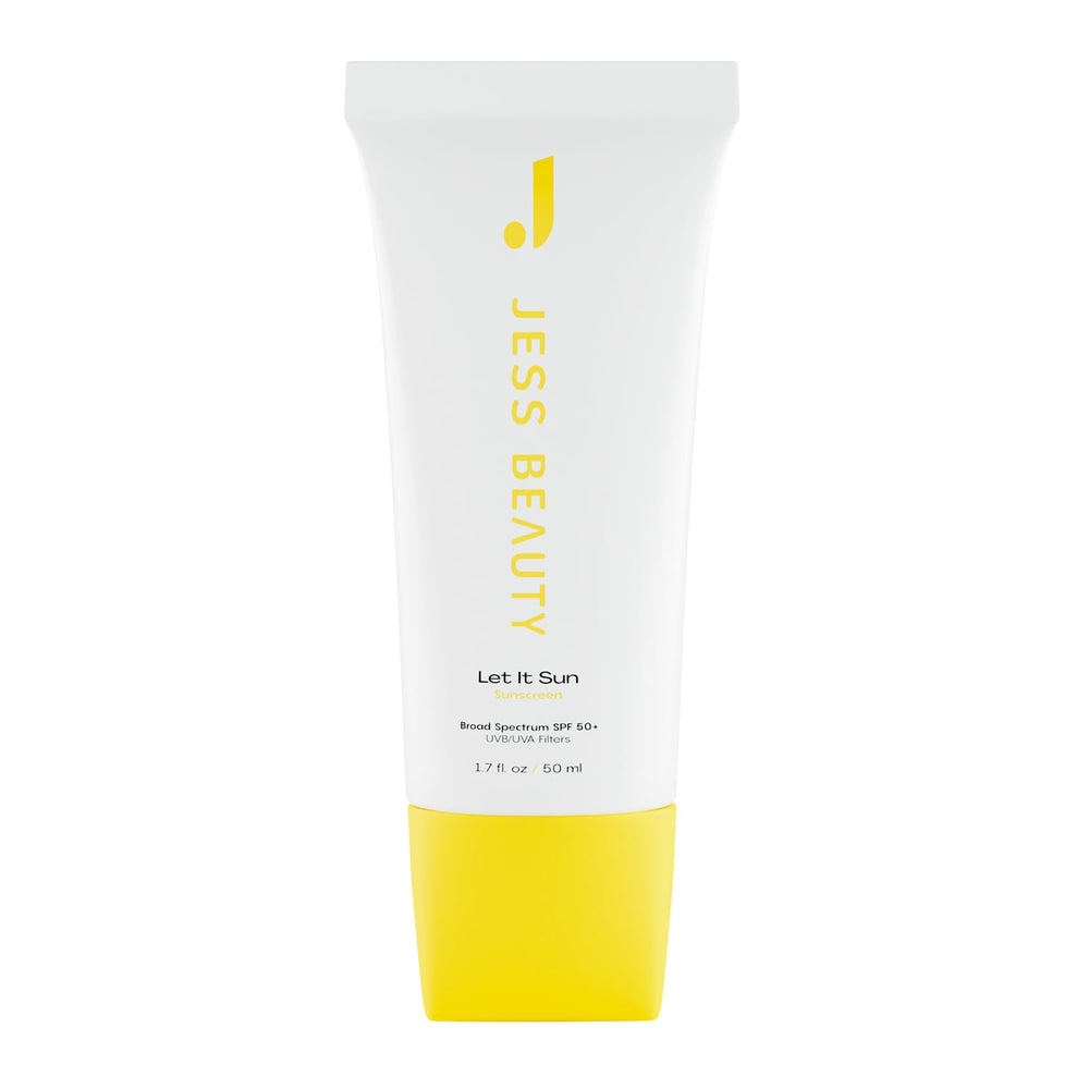 JESS BEAUTY Let it Sun sunscreen bottle front for everyday SPF protection