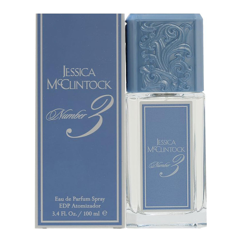 Jessica McClintock Number 3 blue bottle close-up for daily romance