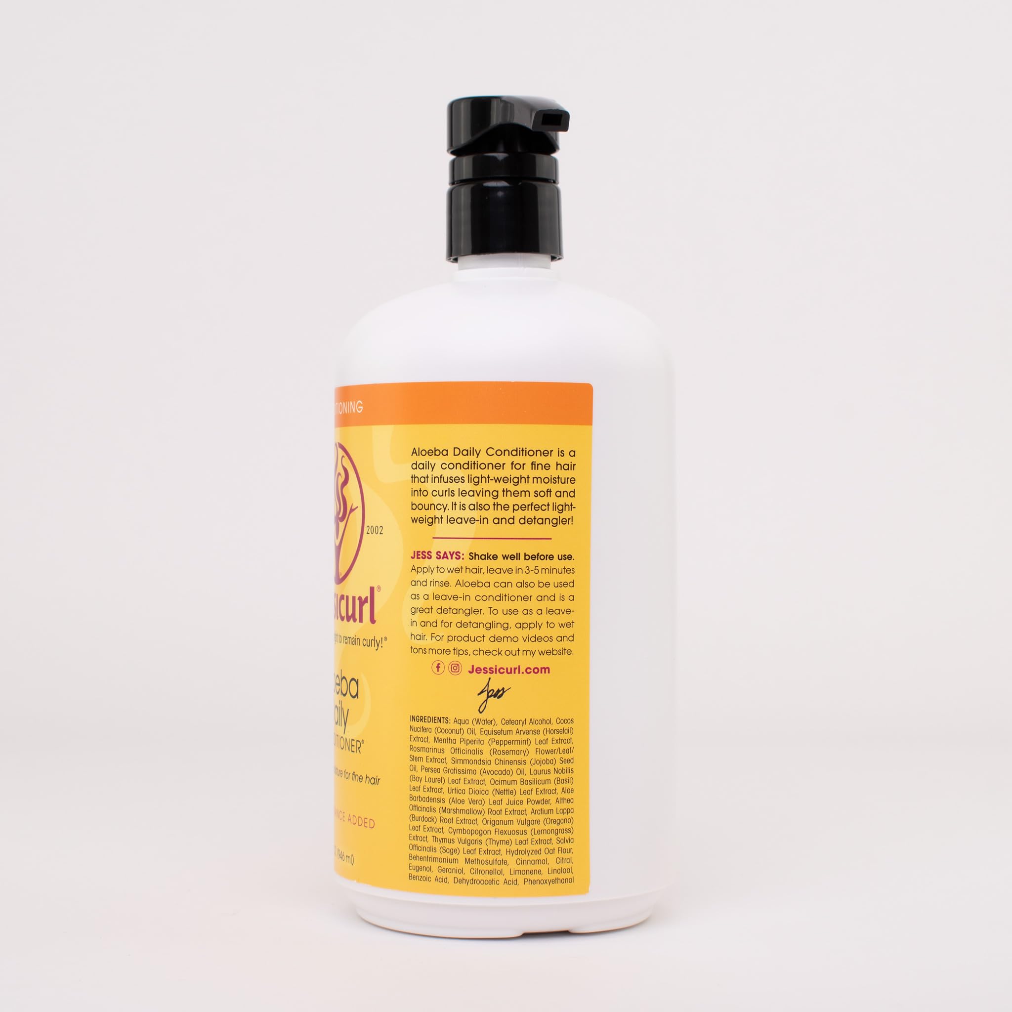 Jessicurl Aloeba fragrance-free packaging showcased on shelf.