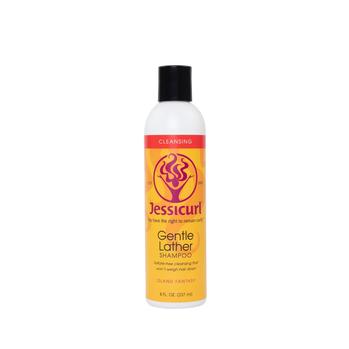 Jessicurl Gentle Lather Shampoo Island Fantasy bottle highlights color-safe moisture for curly hair