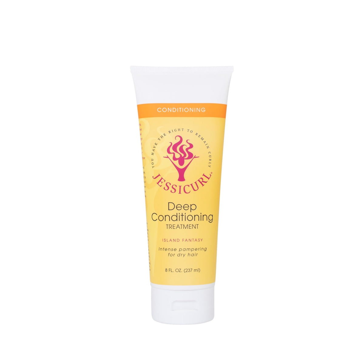 Jessicurl Island Fantasy deep conditioning bottle—intense hydration for dry, frizz-prone curls.