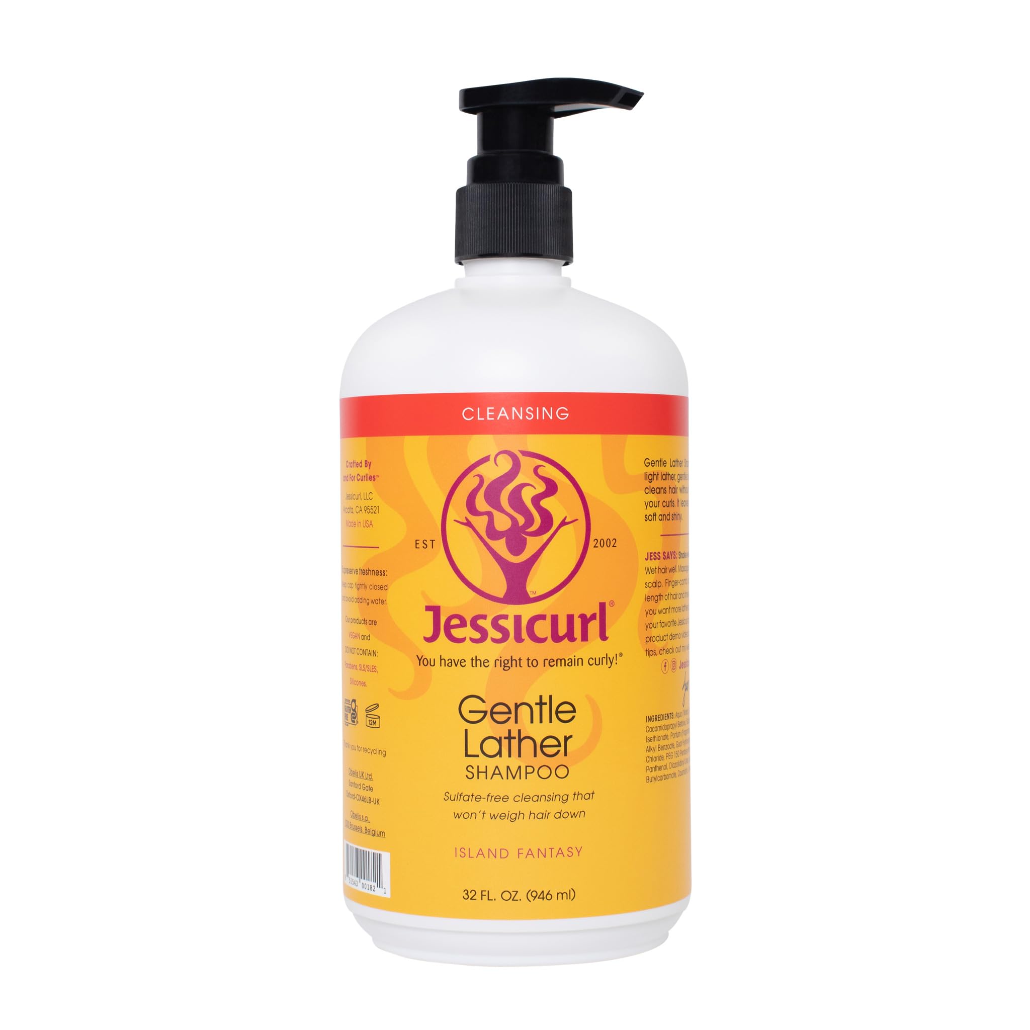 Jessicurl Island Fantasy Gentle Lather Shampoo for color-treated hair, sulfate-free and vegan.