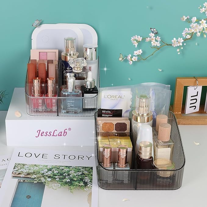 JessLab makeup organizer vanity display on a stylish counter.