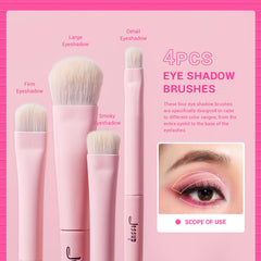Jessup angled eyeliner brush pink helps pack pigment along lash line for definition.