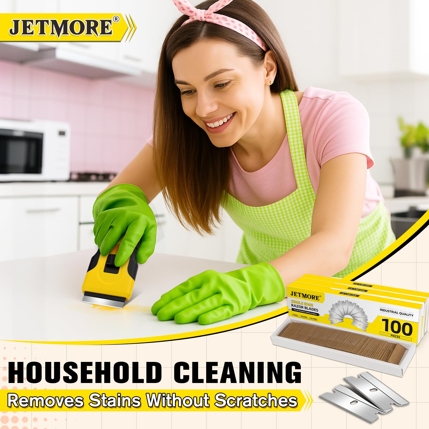 Close-up of Jetmore single-edge blades with sharp edge for precise scraping