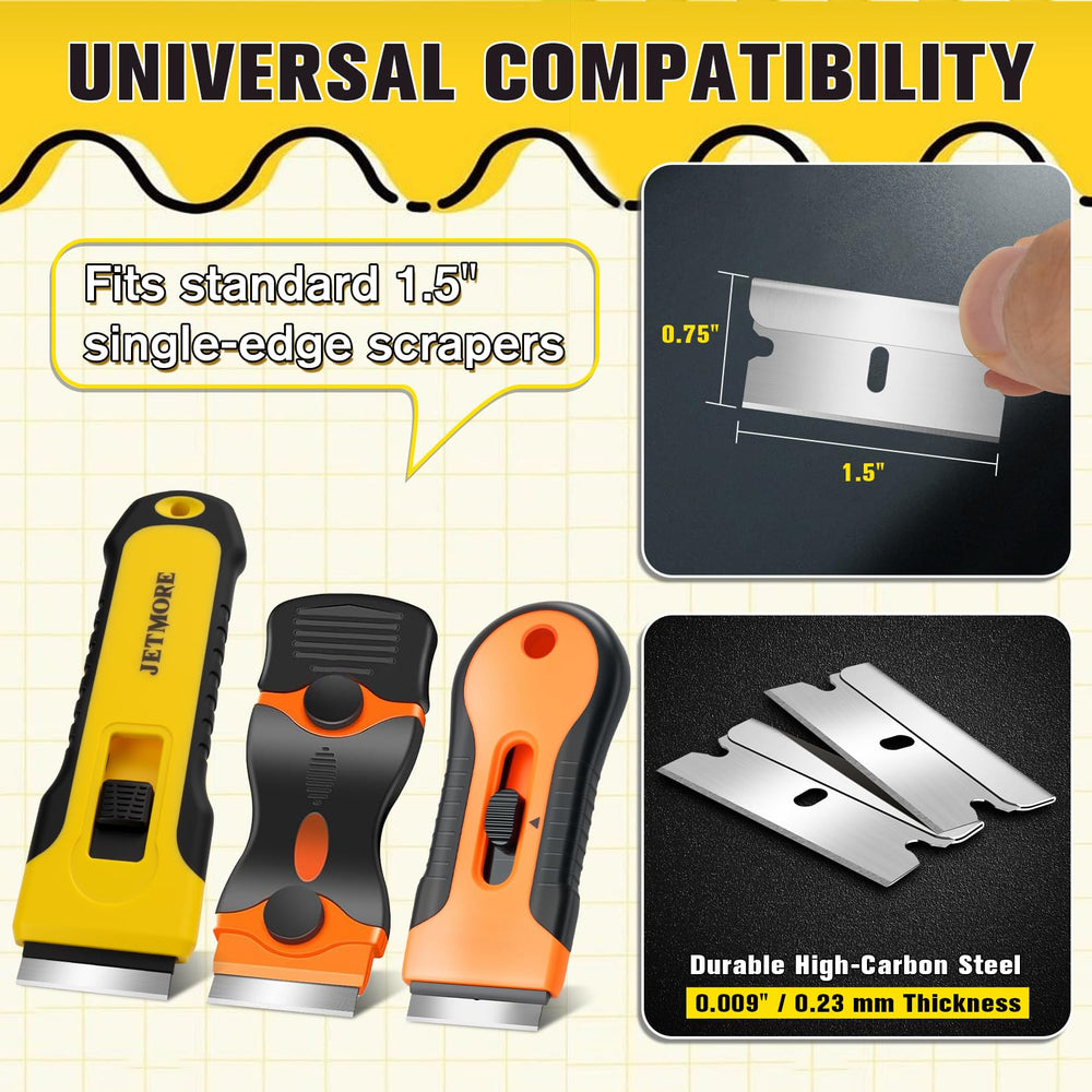 Jetmore universal-compatibility blades fit most scrapers