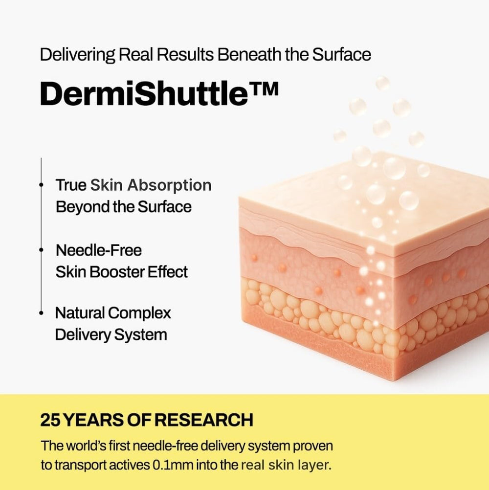 Swatch of JEU'DEMEURE Dermishuttle DD Cream highlighting hyaluronic moisture for plump skin