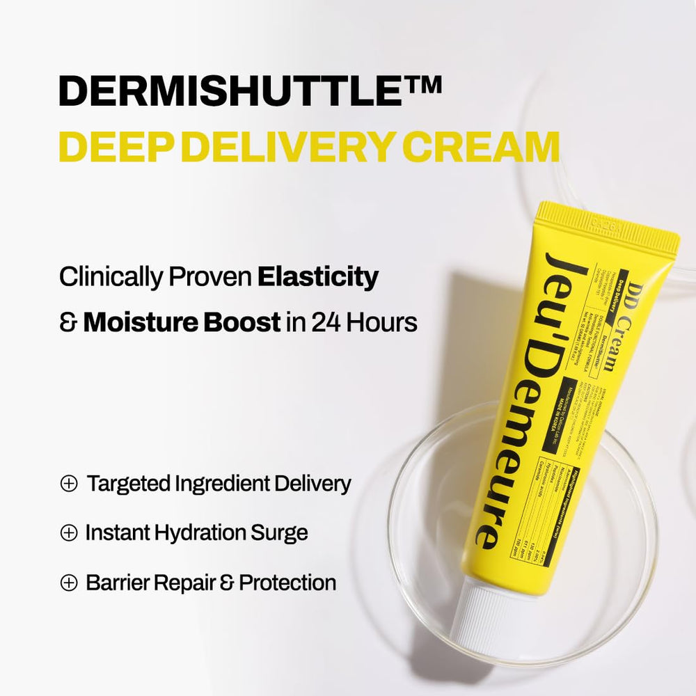 Texture swirl of JEU'DEMEURE DD Cream illustrating rich hydration and glow