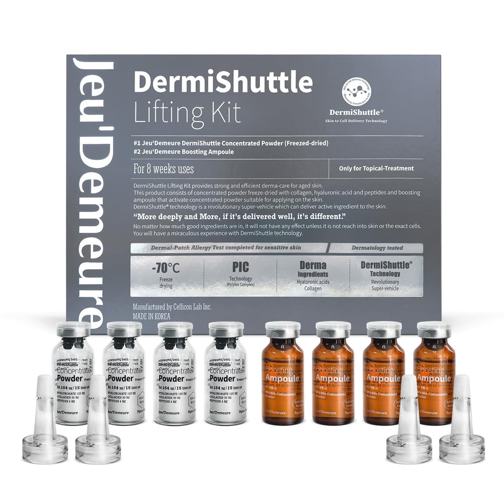 JEU'DEMEURE DermiShuttle kit packaging showcases premium at-home lifting routine