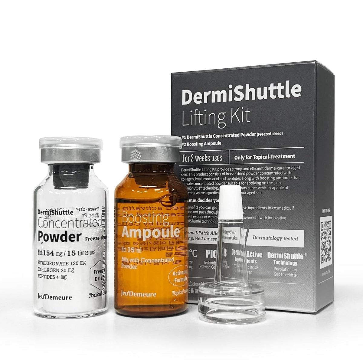 JeuDemeure DermiShuttle serum bottle demonstrates dermal delivery for smoother skin.
