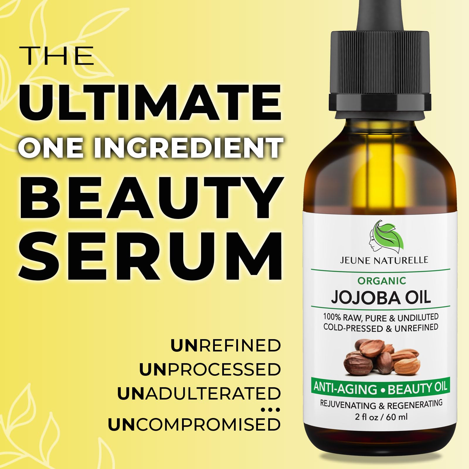 Jeune Naturelle jojoba oil amber bottle for natural conditioning.