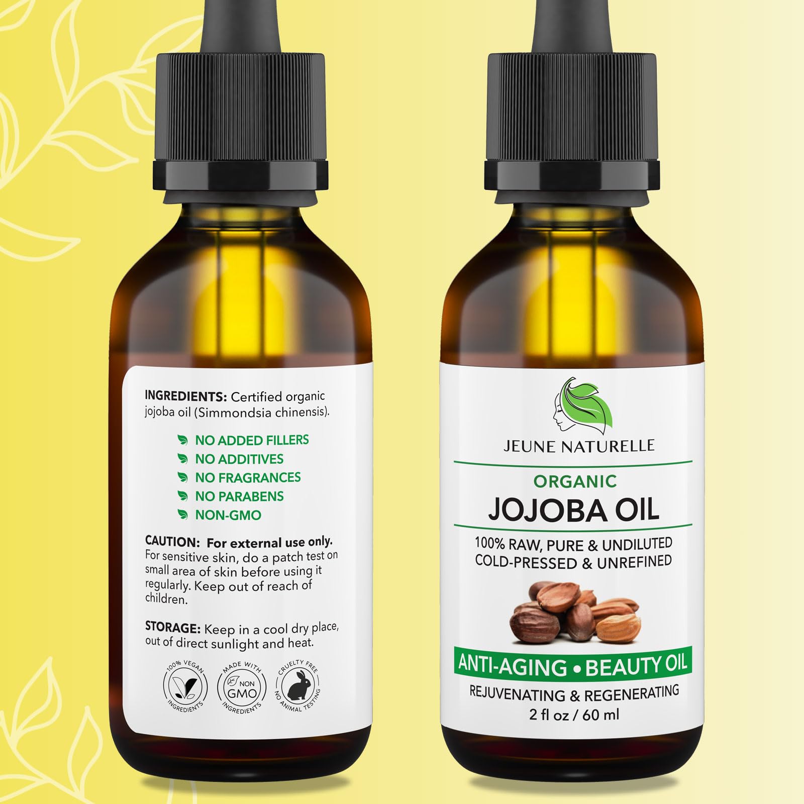 Jeune Naturelle jojoba oil texture glide for easy facial application.