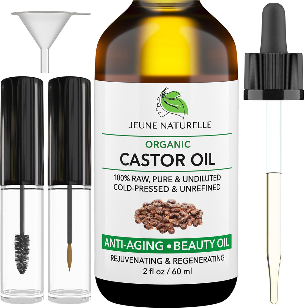 Jeune Naturelle Castor Oil bottle front, pure, nutrient-rich hair care option.