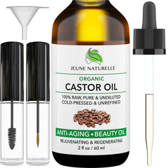 Jeune Naturelle Castor Oil bottle front, pure, nutrient-rich hair care option.