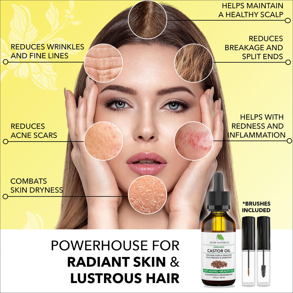 Jeune Naturelle Castor Oil eyelash brush included for easy lash application.