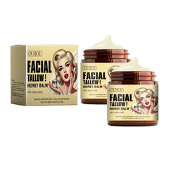 JeurLrok Whipped Beef Tallow Honey Balm packaging shown for easy application and storage.