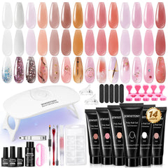 JEWHITENY 14-color poly nail gel tubes display vibrant shades for at-home salon looks