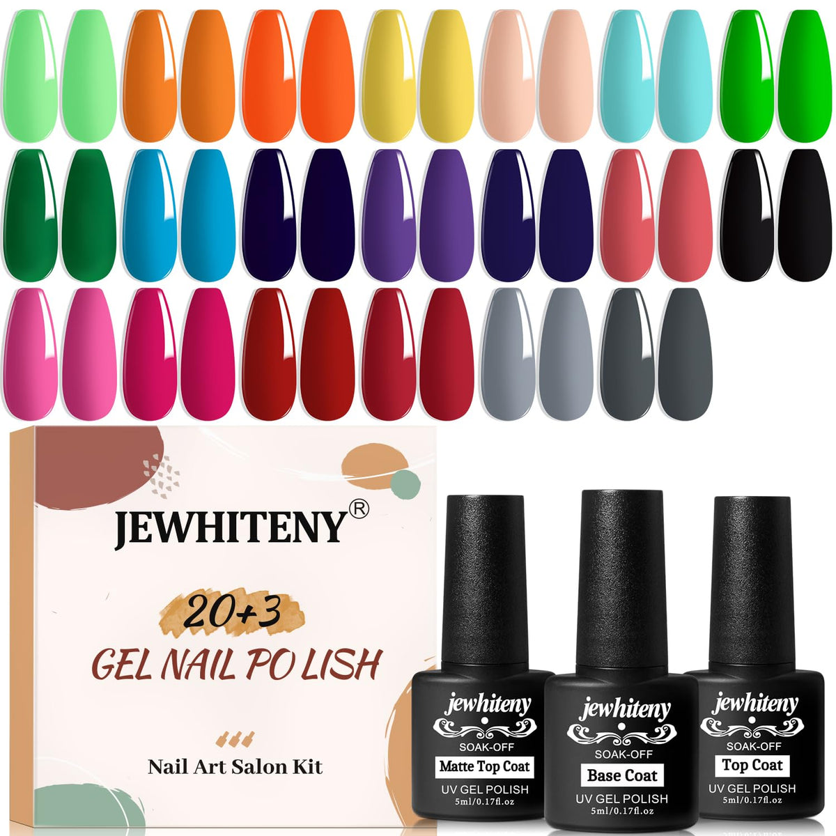 JEWHITENY 23pcs gel color bottles display for versatile manicures