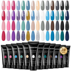 JEWHITENY 28-color poly gel set overview for at-home salon results