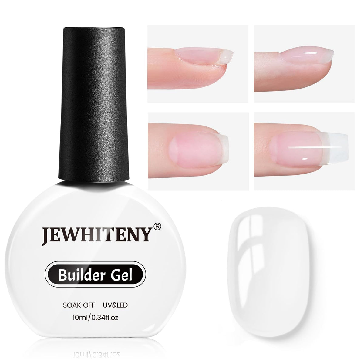 JEWHITENY clear builder gel bottle 10ml for durable nail extensions.