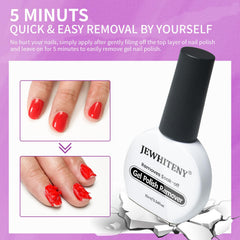 JEWHITENY remover fast-action formula removes gel nails efficiently.