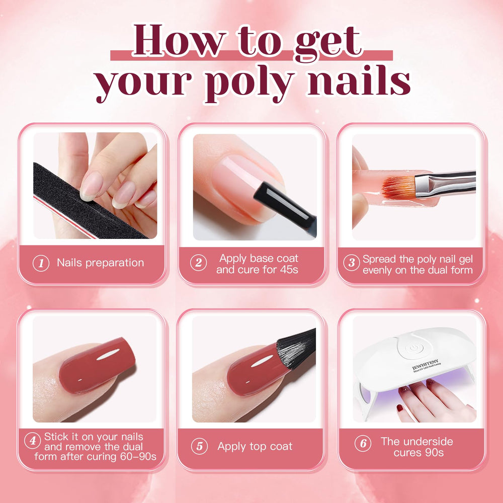 JEWHITENY finished nail design on hand reveals glossy, salon-like results