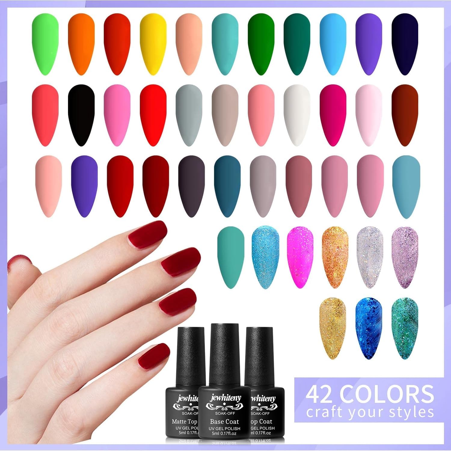 JEWHITENY glitter and pigment colors for creative nail art