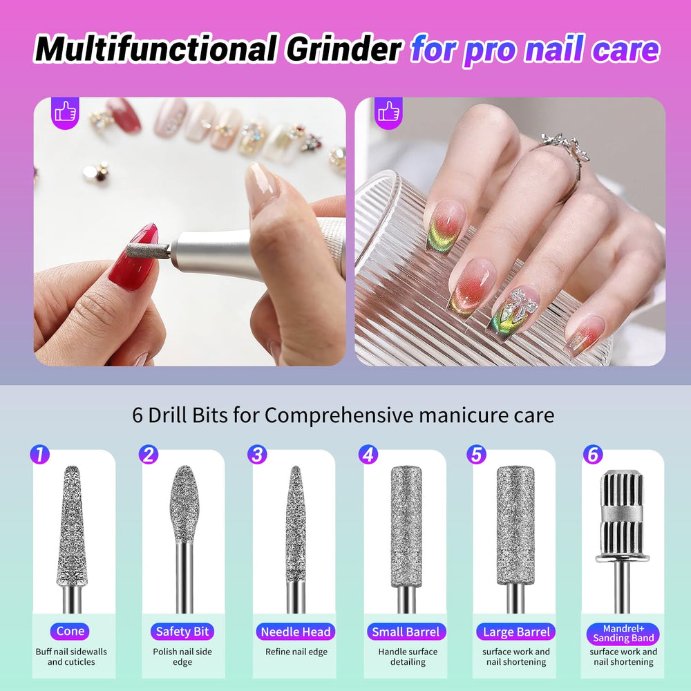 JEWHITENY nail drill with hanging clip and stand for stable use.