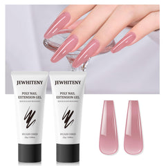 JEWHITENY pale pink poly nail gel 2pcs for natural-looking extensions.