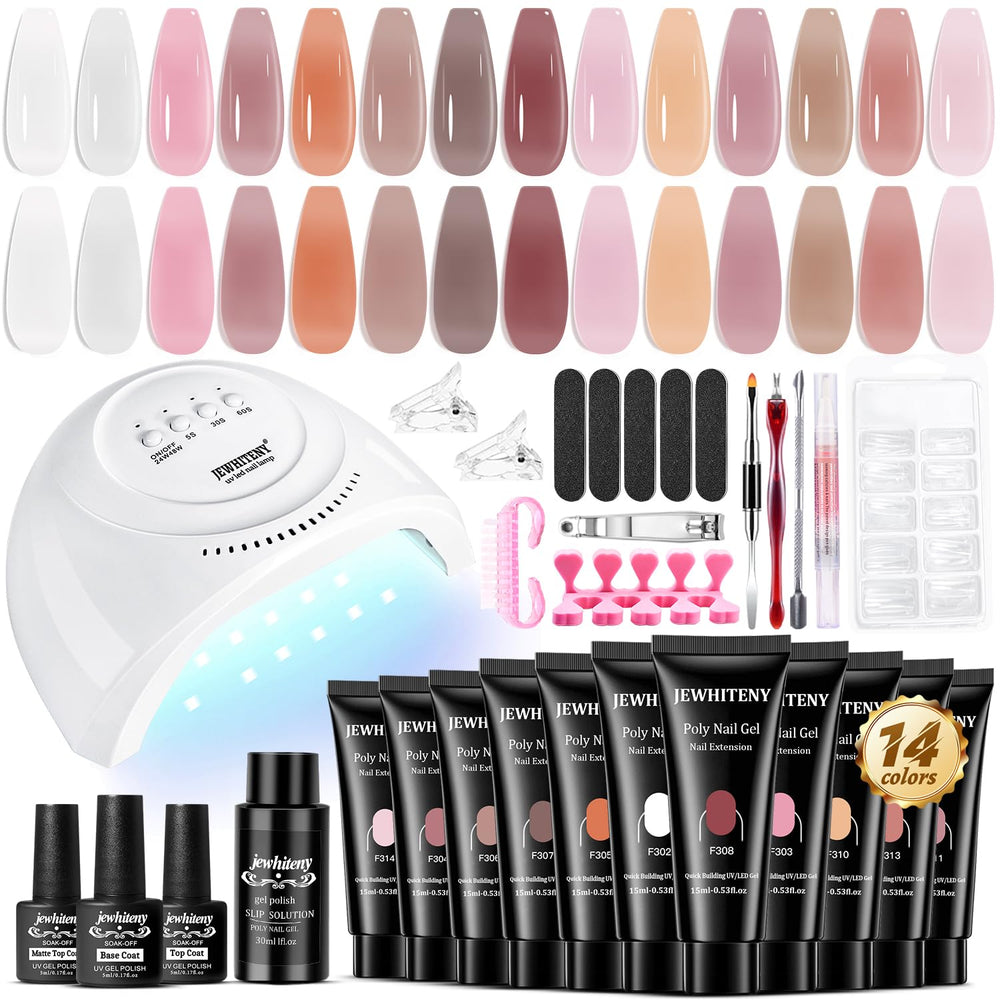 JEWHITENY poly extension gel kit with LED lamp for at-home precision
