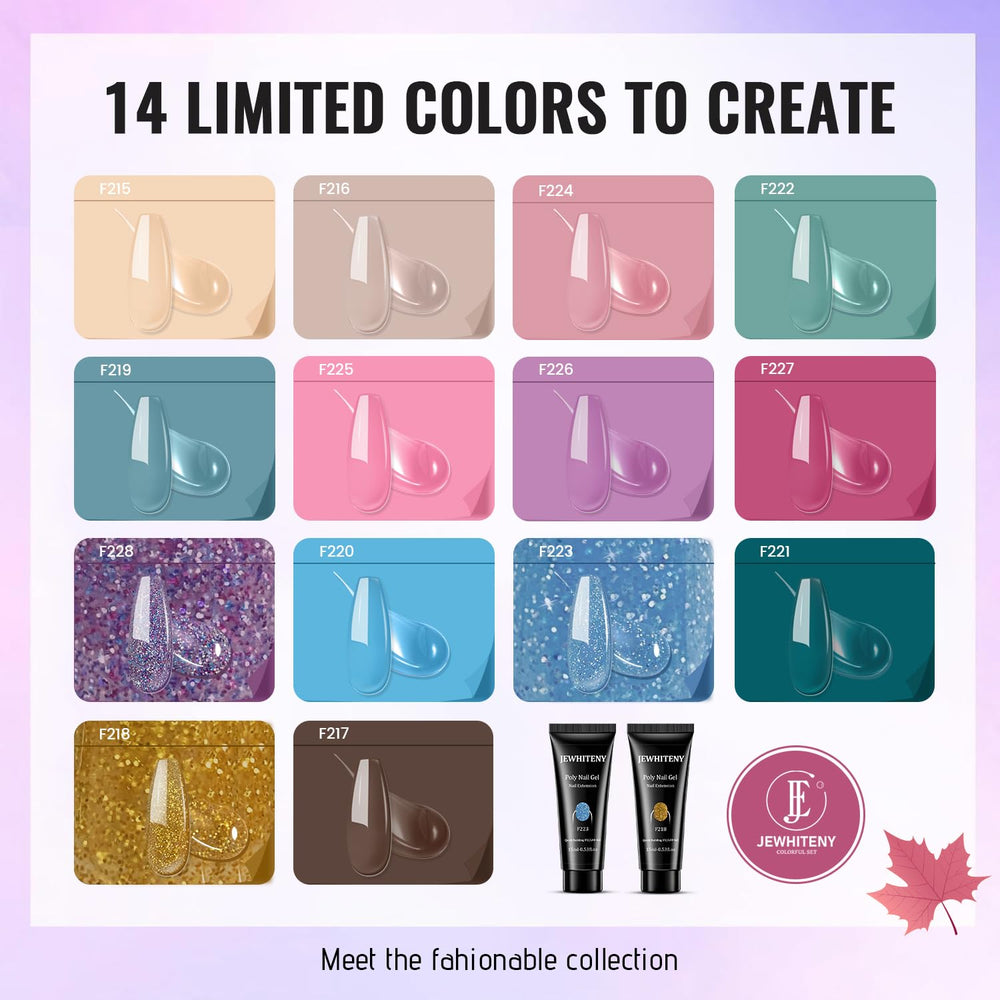 JEWHITENY 14 color poly gel shades for versatile nail styles
