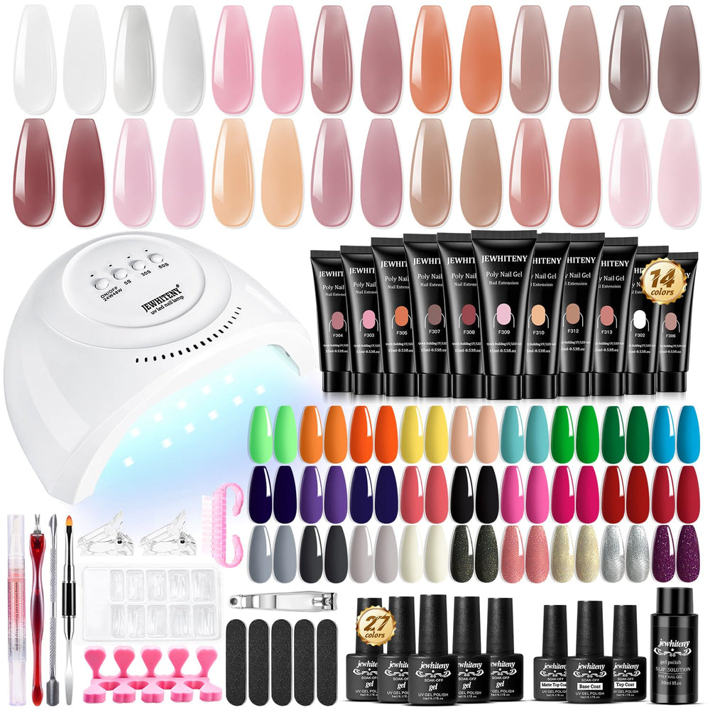JEWHITENY poly gel kit 14 colors for at-home nail art variety.
