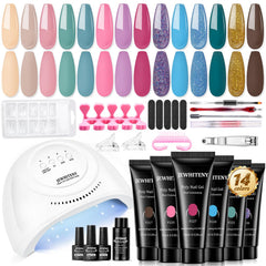 JEWHITENY poly gel kit with 48W lamp for fast nail curing