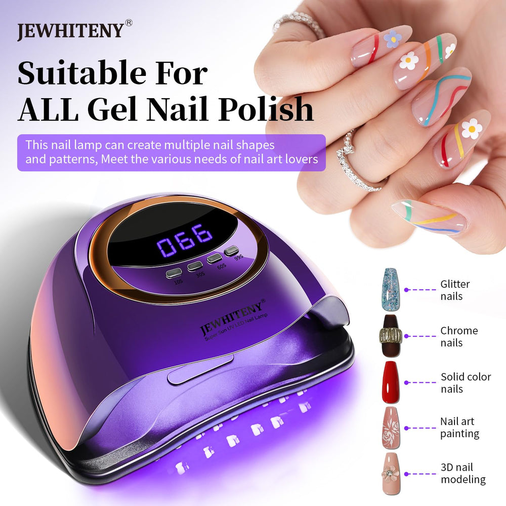 JEWHITENY Purple Fast UV Dryer side view with display for precise timing