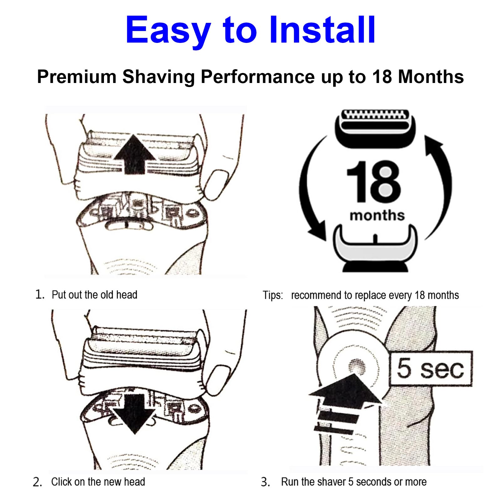 JGEATO Series 5 micro-comb hair capture for faster shave.