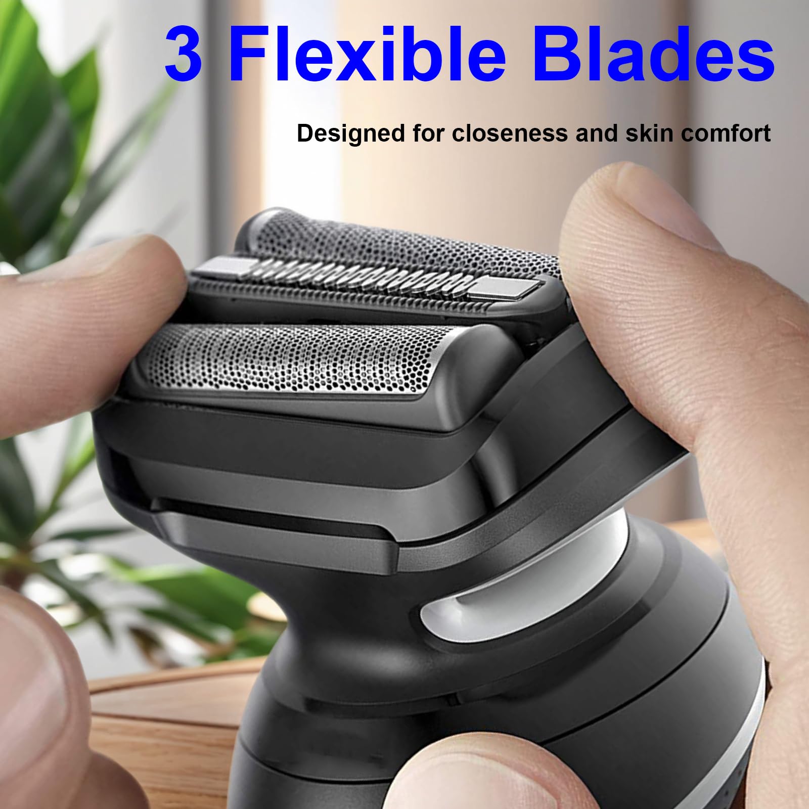 JGEATO Series 5 replacement head close-up showing flexible blades for contour following.