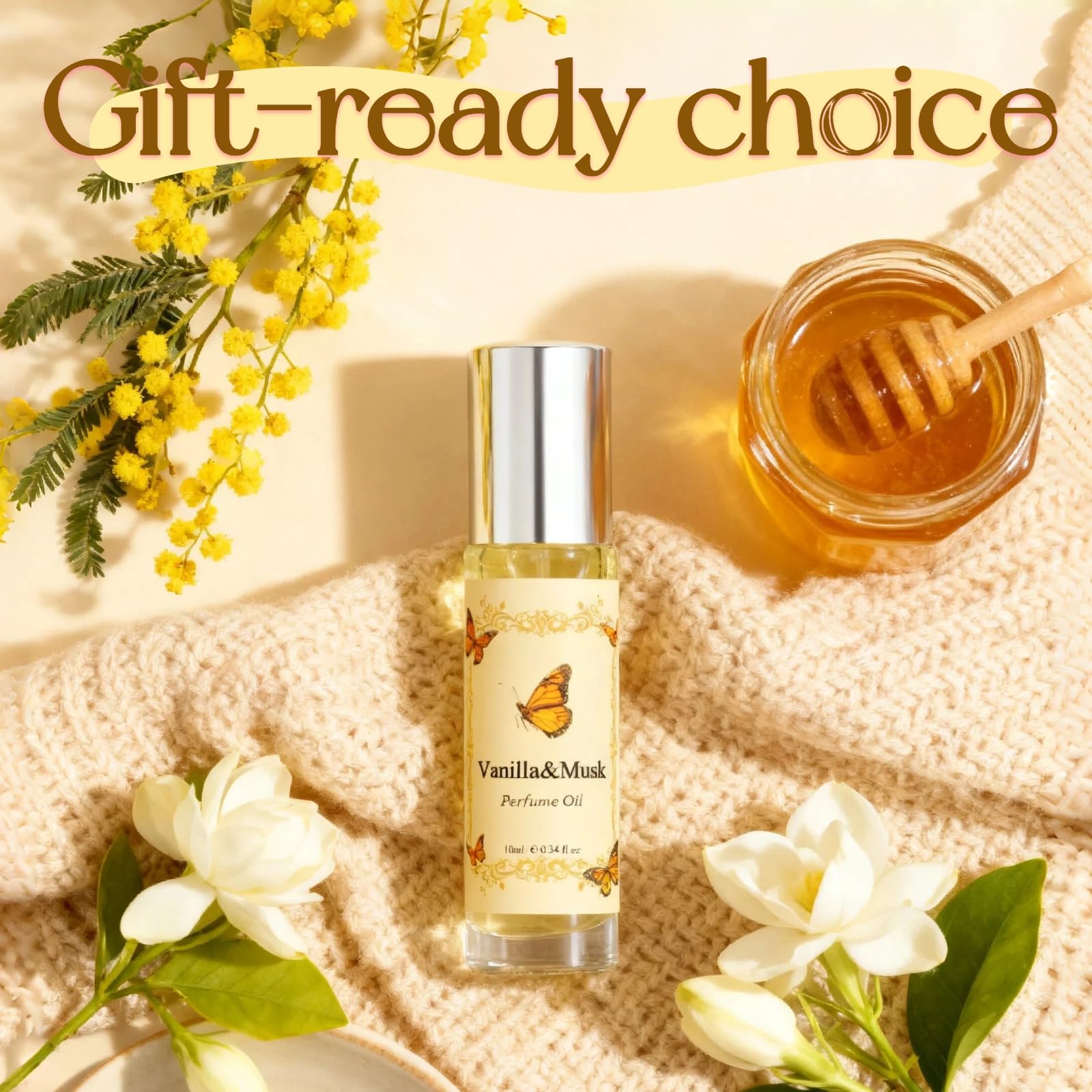Jgppe Vanilla Perfume roll-on applying to pulse points for long-lasting scent.