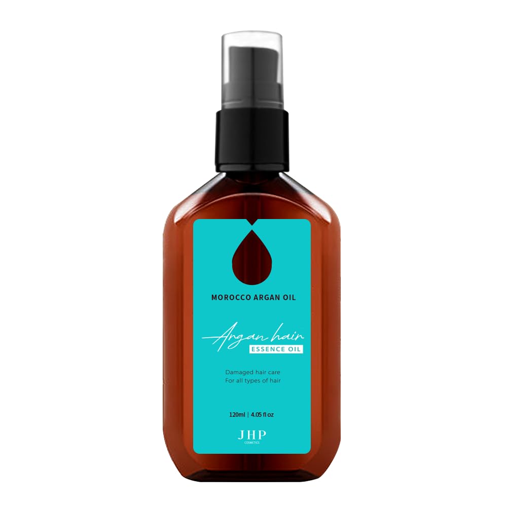 JHP Moroccan Argan Serum bottle pour for quick absorption on frizzy hair