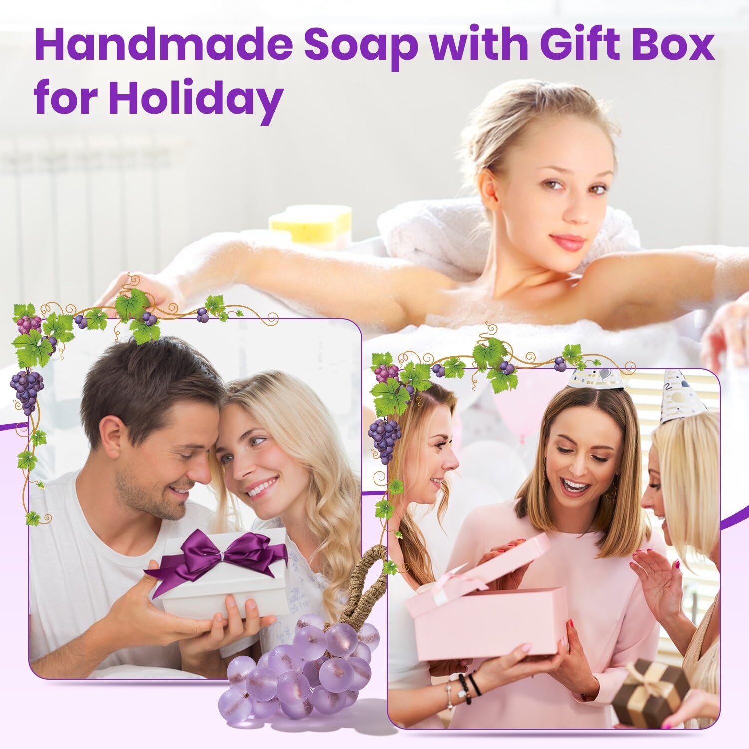 JHZHONG grape soap on rope with premium packaging for gifts