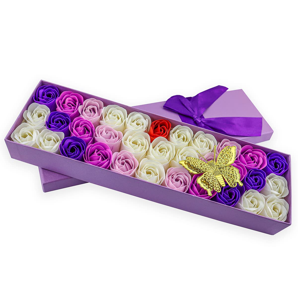 JIALEEY floral soap rose petals collection in the purple gift box, perfect for gifting.