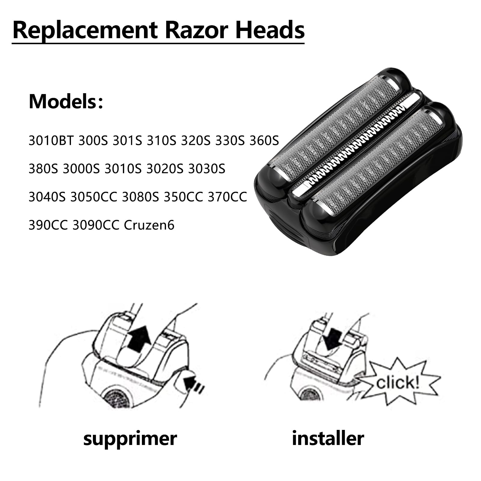 JIANCENGYU Braun Series 3 replacement head fits multiple models.