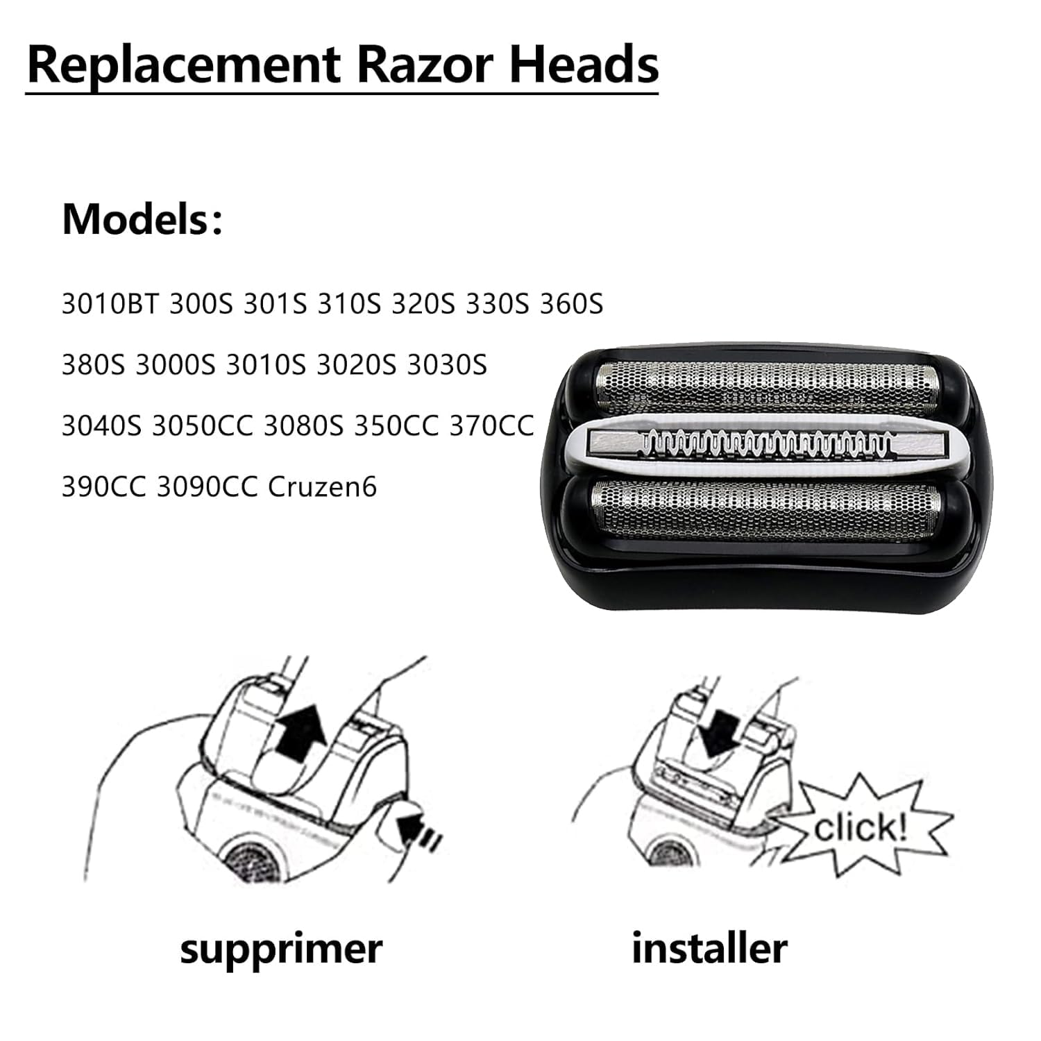 JIANCENGYU 32B replacement head fits Series 3 wet/dry razors.